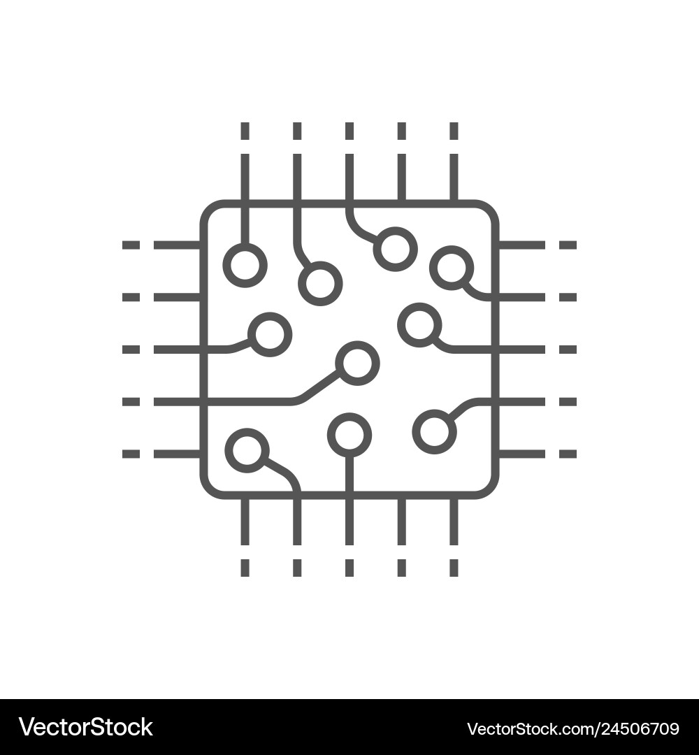 Processor icon cpu gpu chip technology vector image