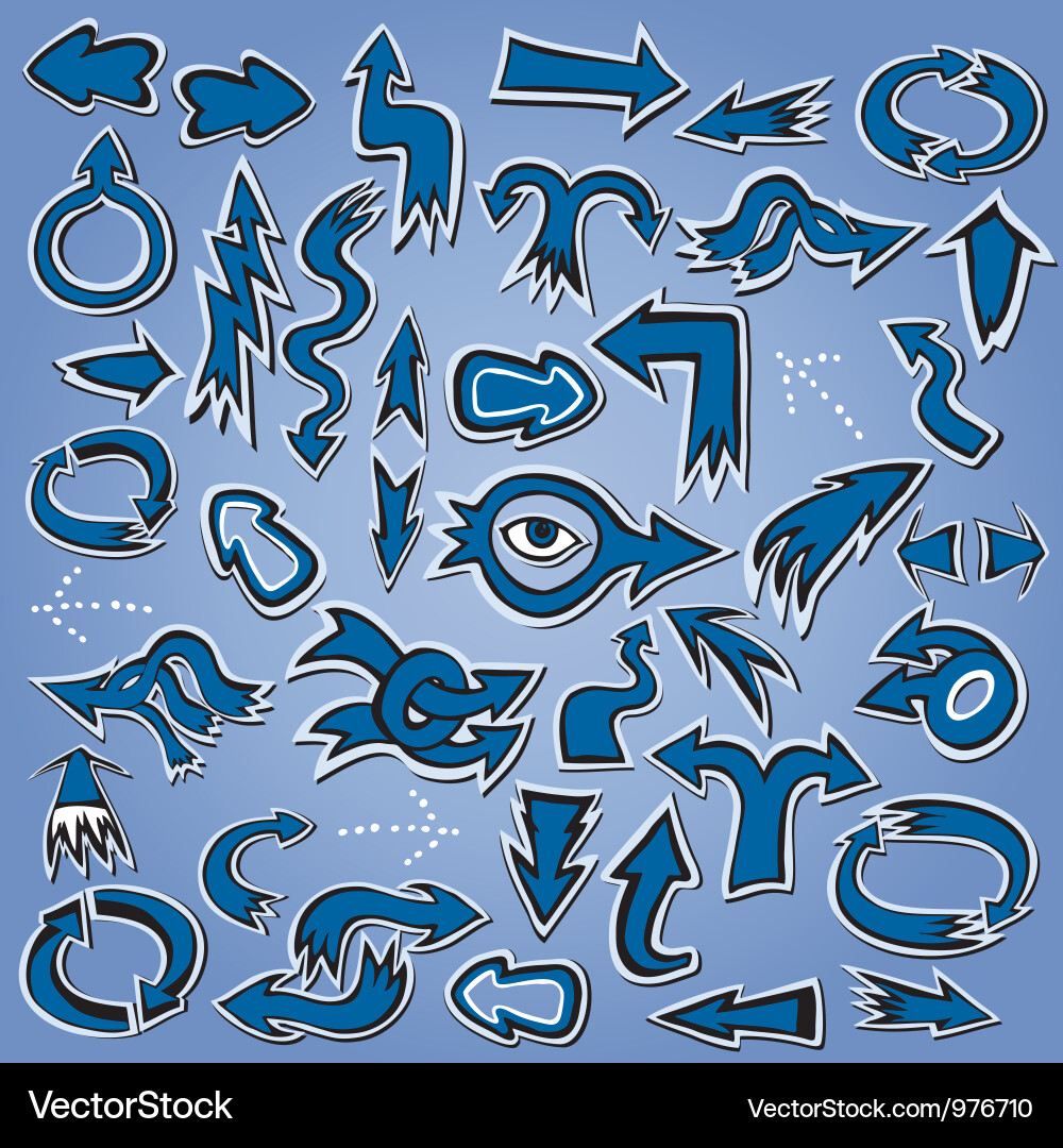 Blue Arrow Icon Set - Web & UI vector image