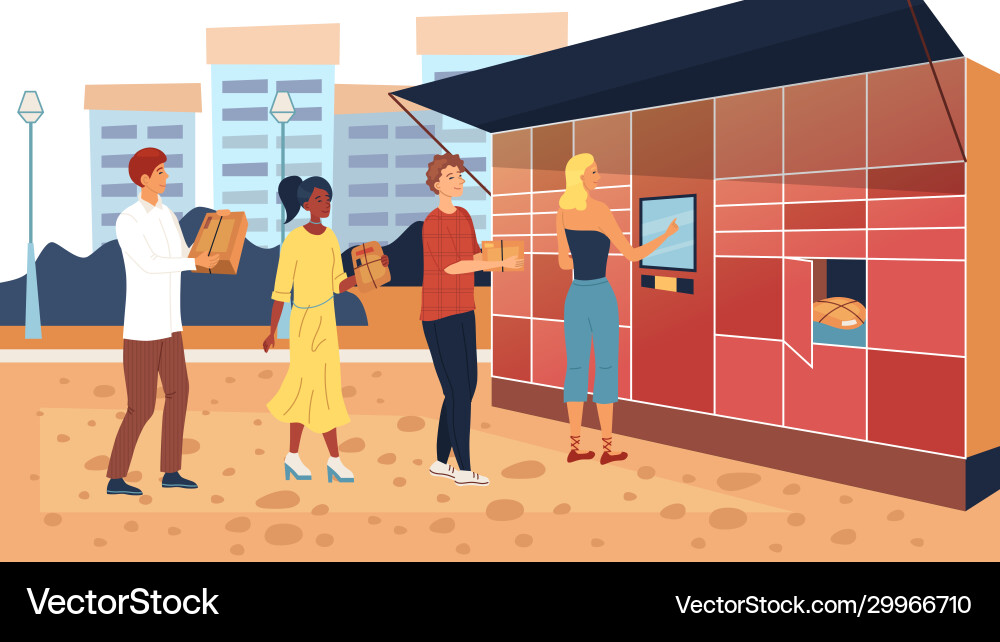 Electronic Locker Pickup Queue vector image