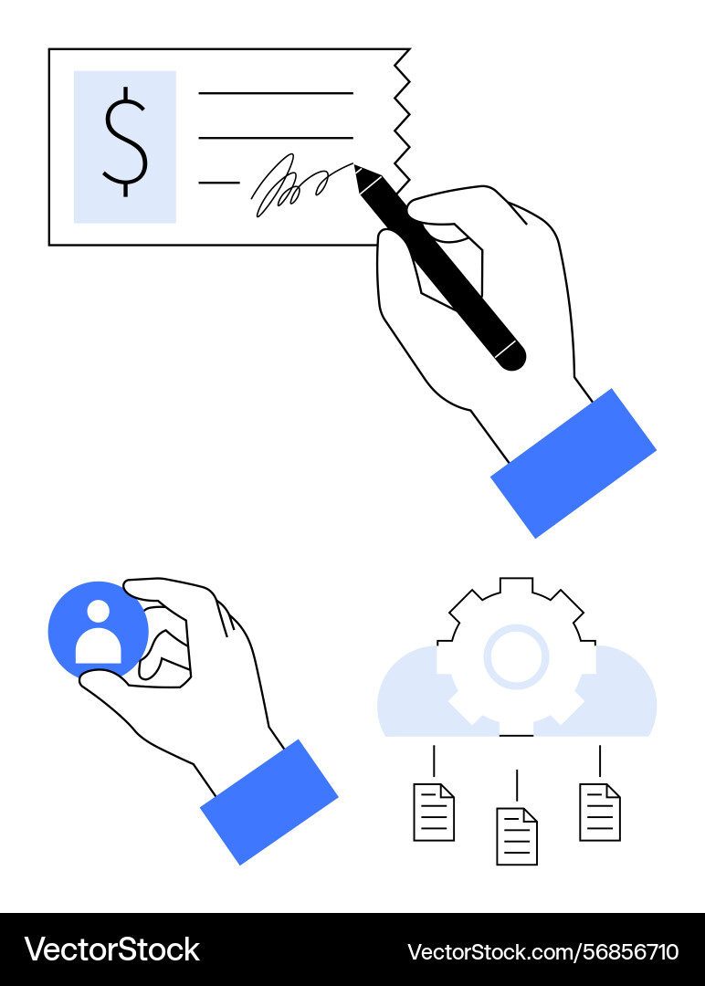 Handwriting on check selecting profile cloud Handwriting on check selecting profile cloud vector image