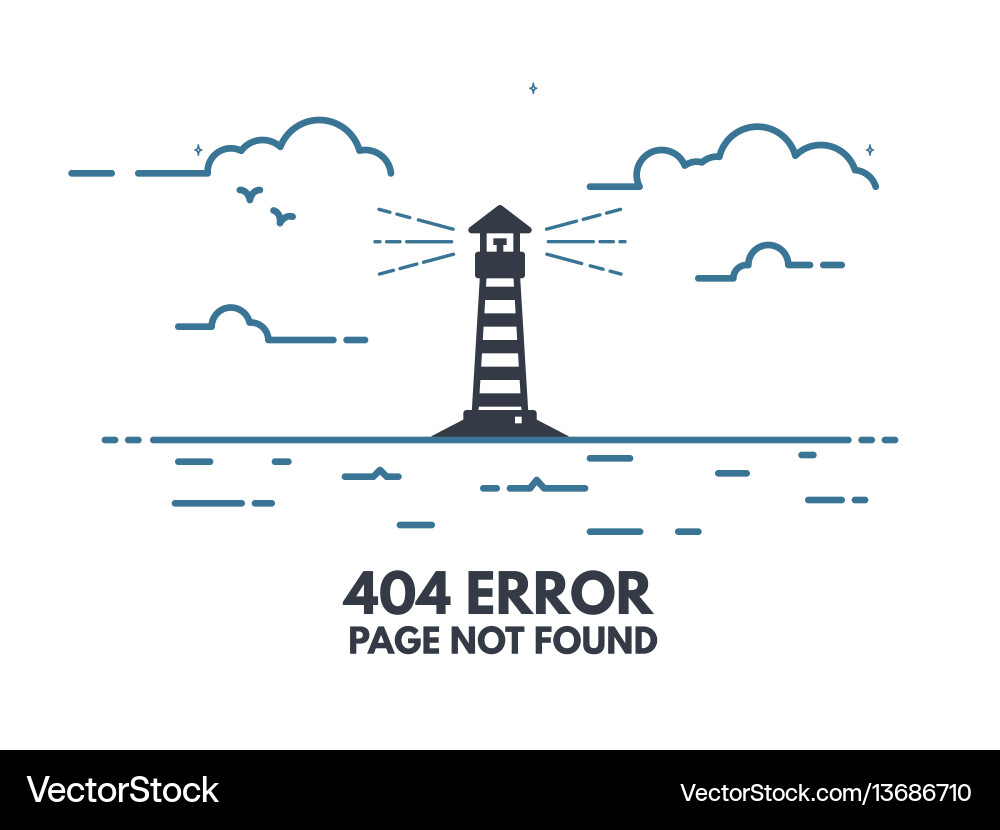 Lighthouse 404 Error Page vector image