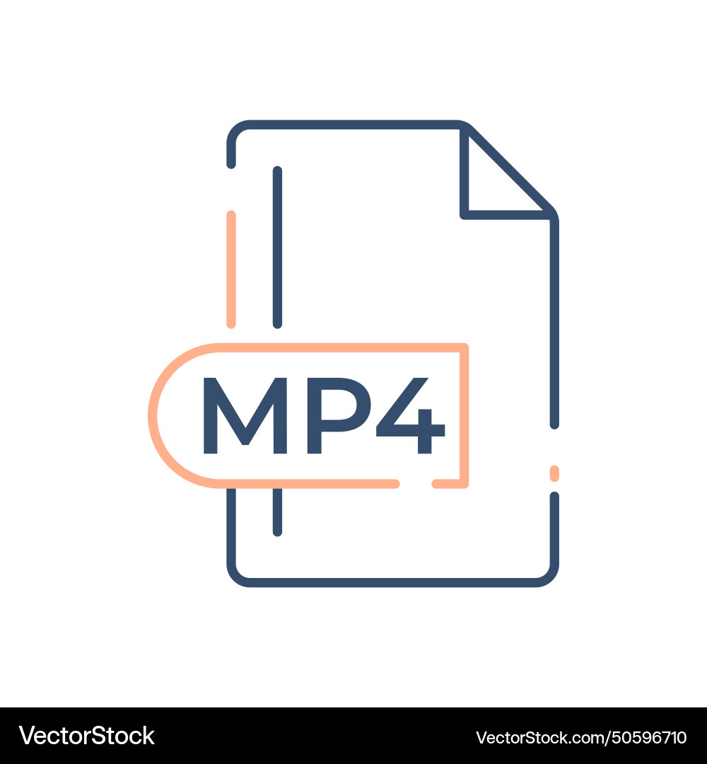 Mp4 file format icon extension line Vector Image