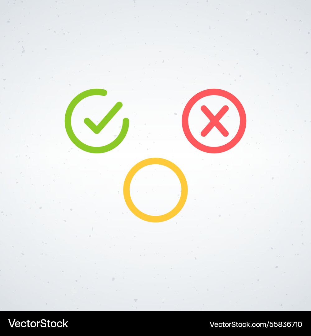 Set check mark and cross quiz correct wrong vector image