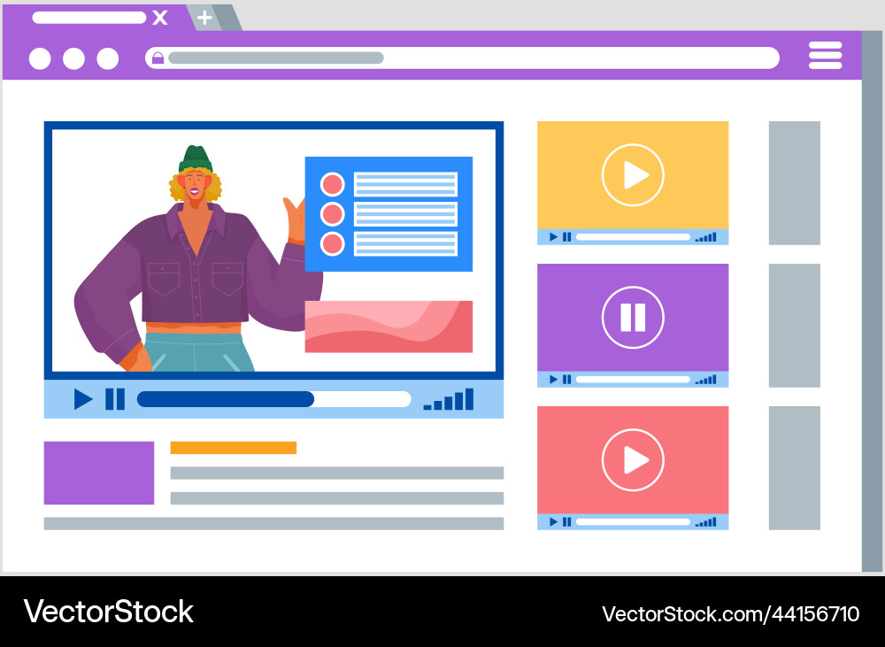 Template video frame youtube player layout Template video frame youtube player layout vector image