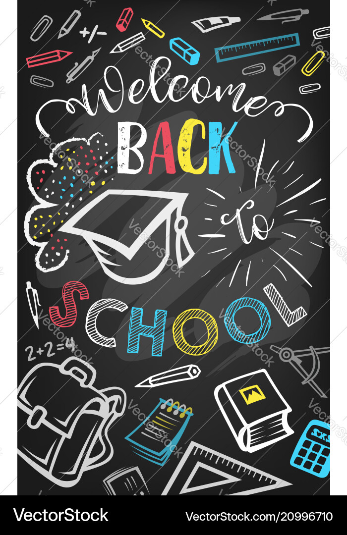 Welcome back to school greeting poster design Vector Image