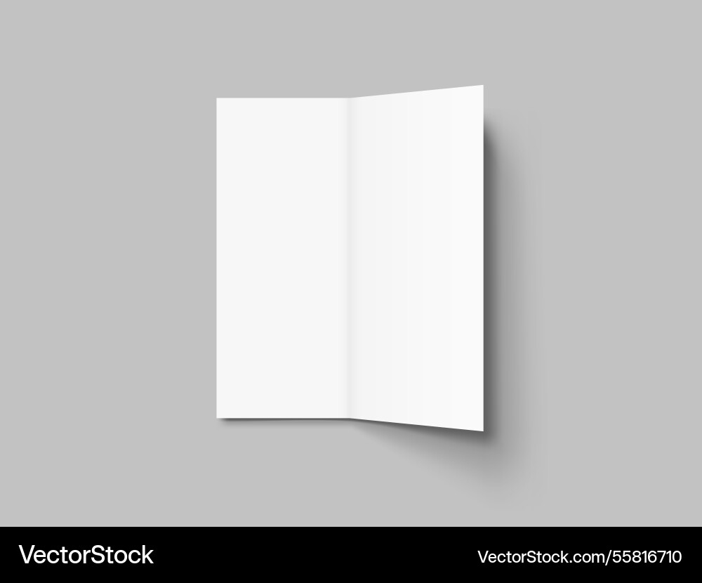 White blank two sheets fold leaflet with shadow vector image