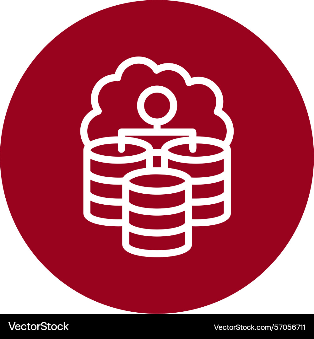 Cloud database line circle style icon design vector image