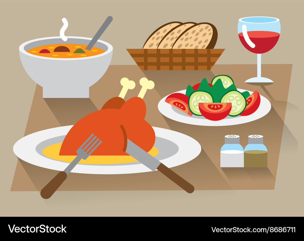 Dinner icon set Royalty Free Vector Image - VectorStock