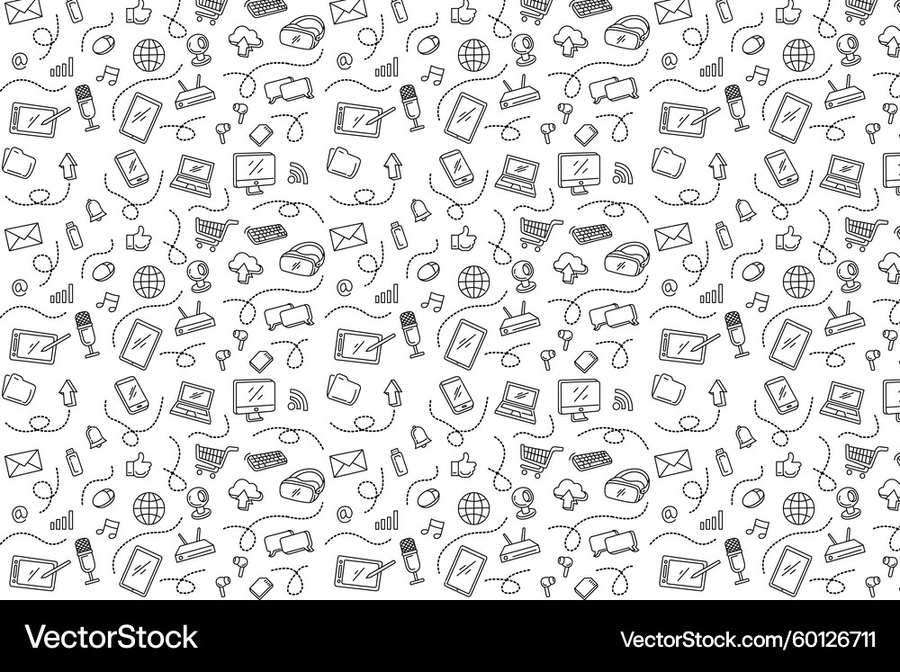 Doodle Tech Pattern - Computer & Network – Royalty-Free Vector ...
