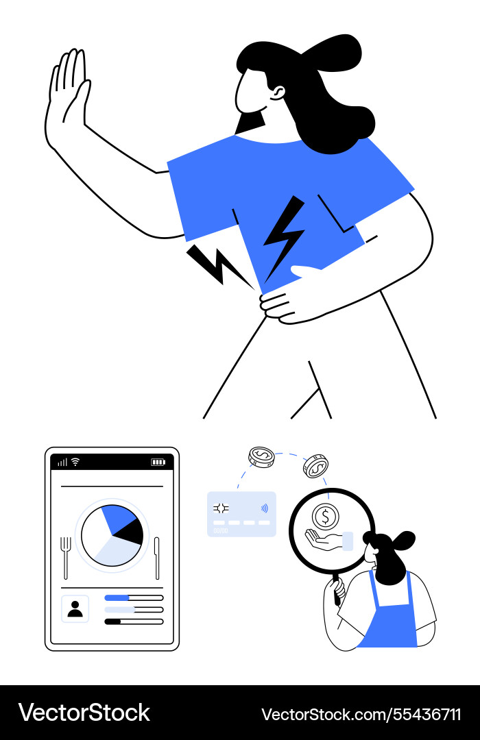 Dynamic figures engaged in mobile data vector image
