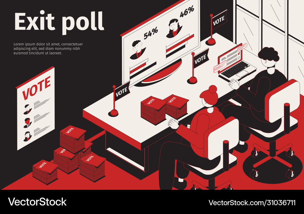 Exit poll isometric background vector image