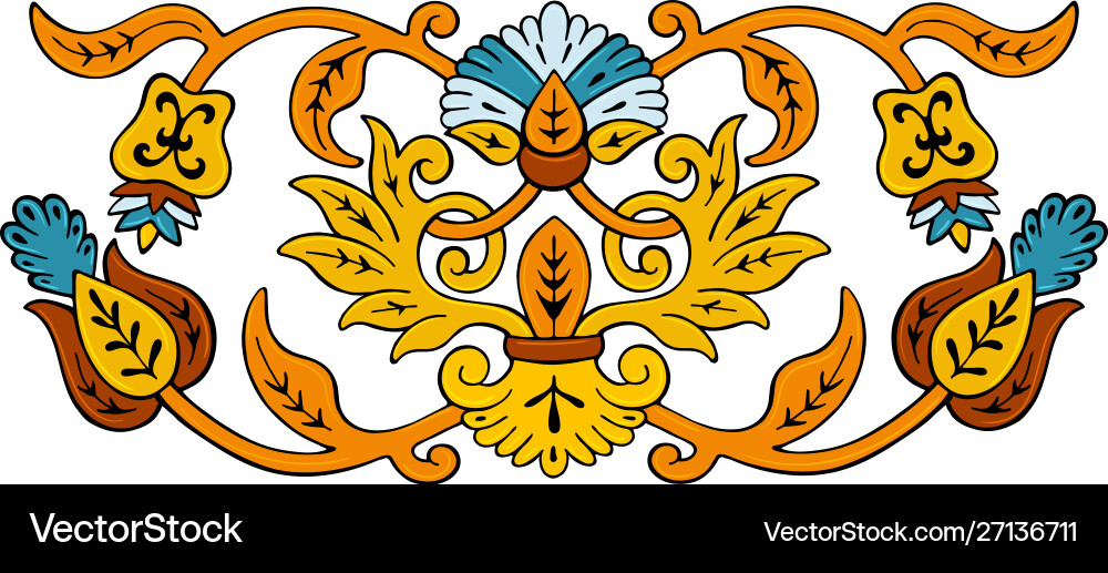 Flower pattern color sketch in orange Flower pattern color sketch in orange Vector Image