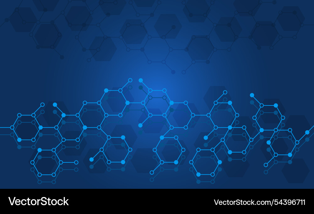 Hexagonal blue background with process flow chart Vector Image
