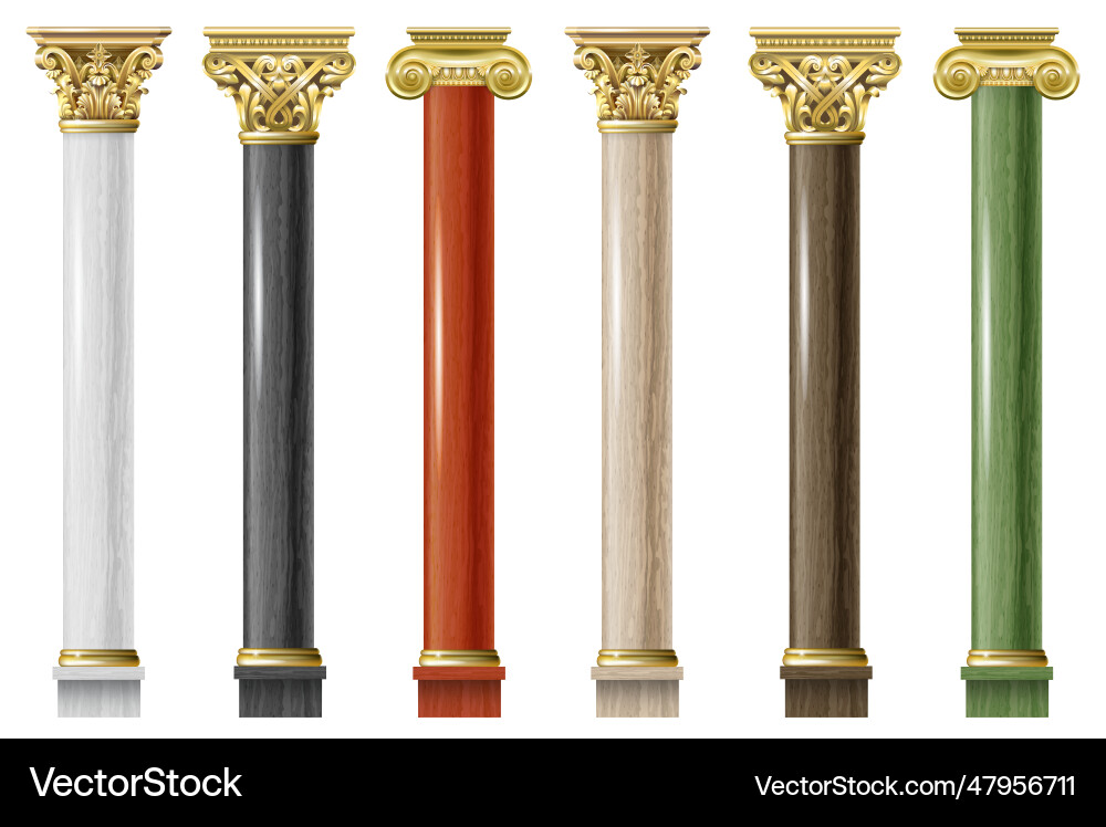 Set of classic marble columns Royalty Free Vector Image