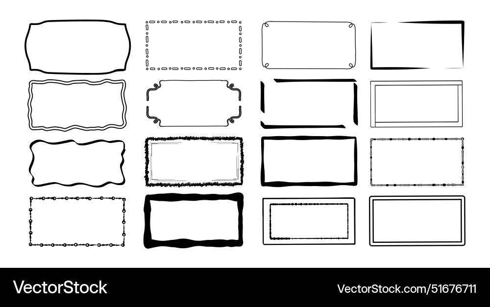 Set of simple frames doodle different style Set of simple frames doodle different style vector image