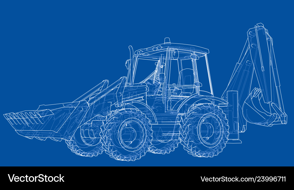 Sketch of loading shovel with back actor Sketch of loading shovel with back actor vector image