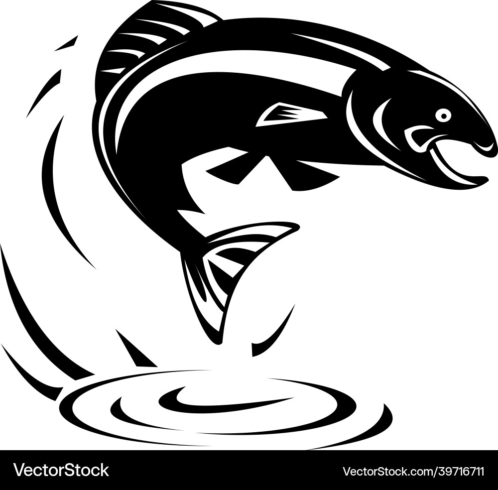 Speckled Trout Jumping Fish Woodcut vector image