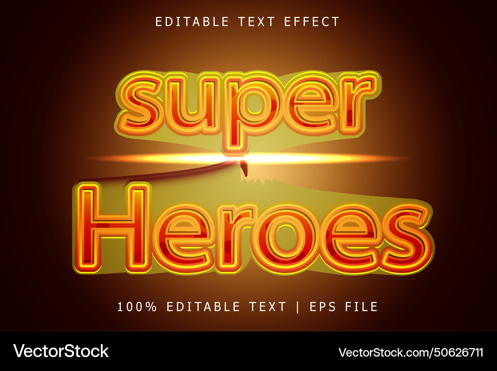 Super heroes editable text effect 3 dimension Super heroes editable text effect 3 dimension vector image