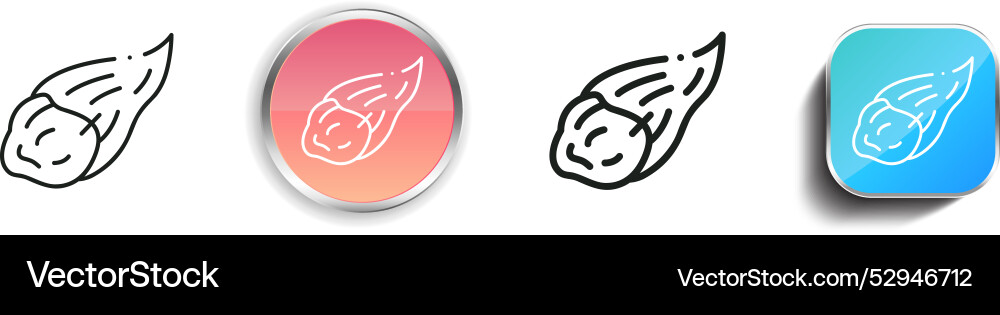 Comet icon thin linear regular and button style vector image