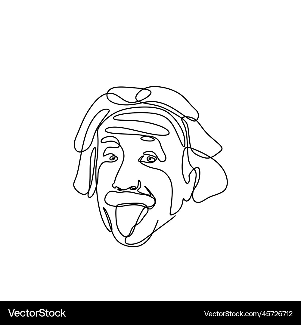 Continuous Line Portrait of Einstein Vector Image