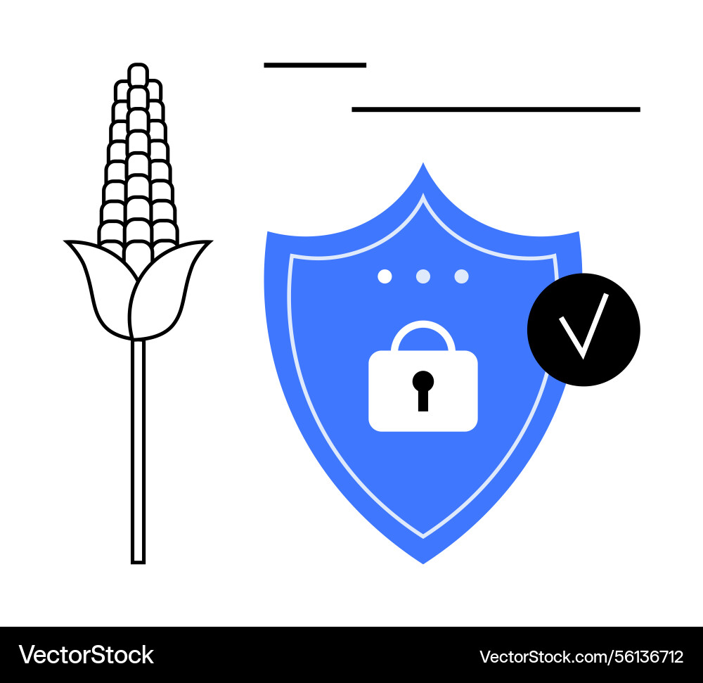 Data security in agriculture with shield lock Data security in agriculture with shield lock vector image