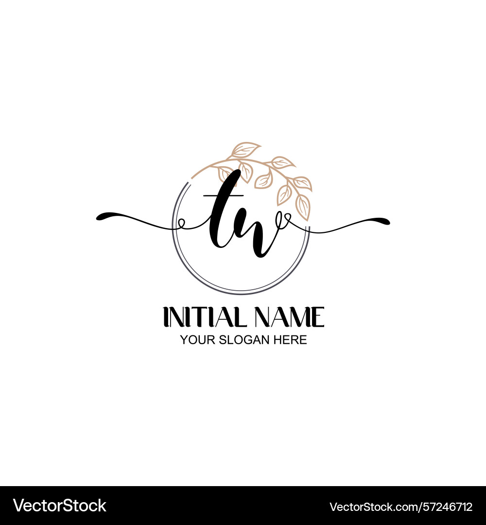 Elegant tw initial logo design with botanical Vector Image