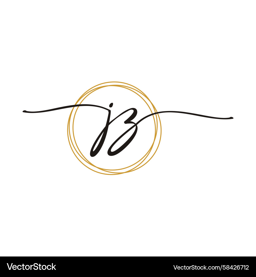 Gold Initial Letter JZ Logo Script Vector Image