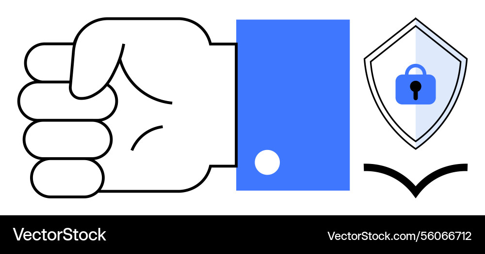 Hand gesture for commitment next to a secure Hand gesture for commitment next to a secure vector image