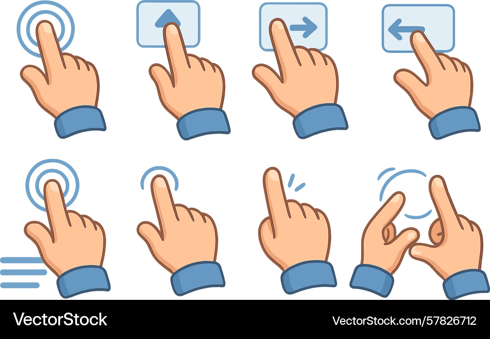 Hand gestures for interactive user interface vector image
