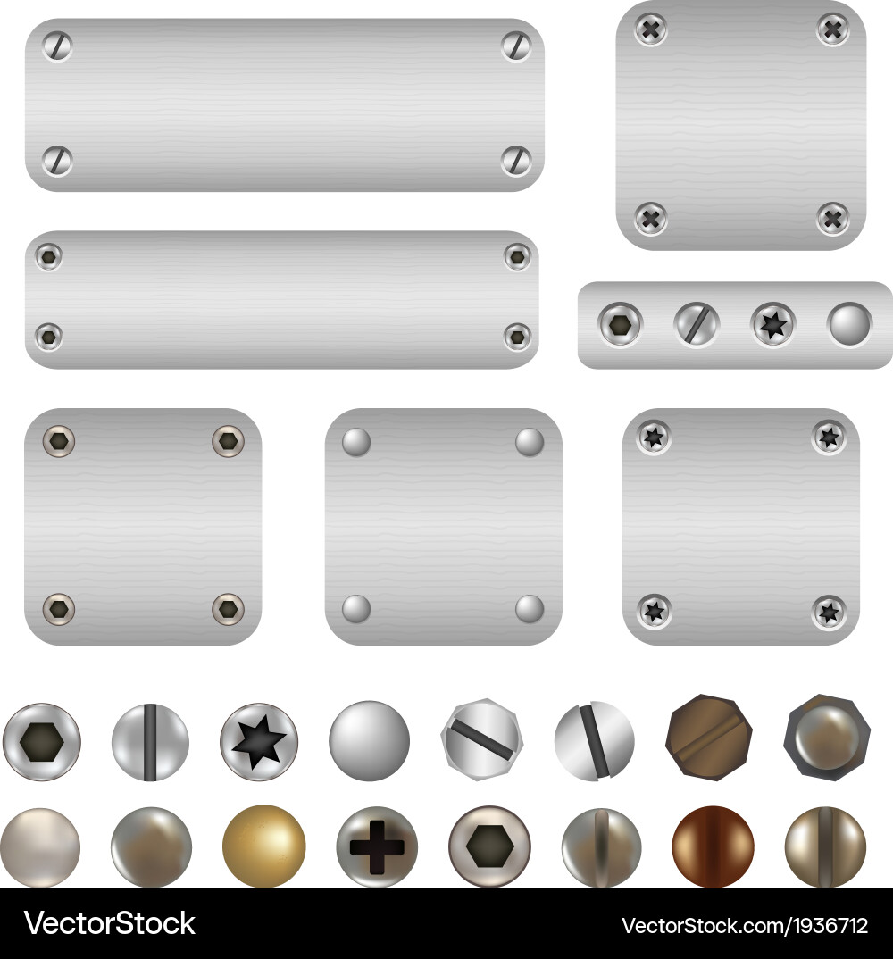 Metallic Screws and Bolts Vector Image