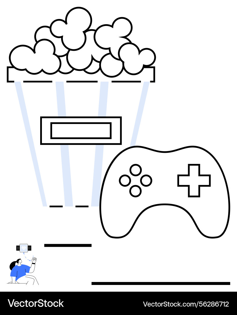 Popcorn bucket and controller highlighting Popcorn bucket and controller highlighting vector image