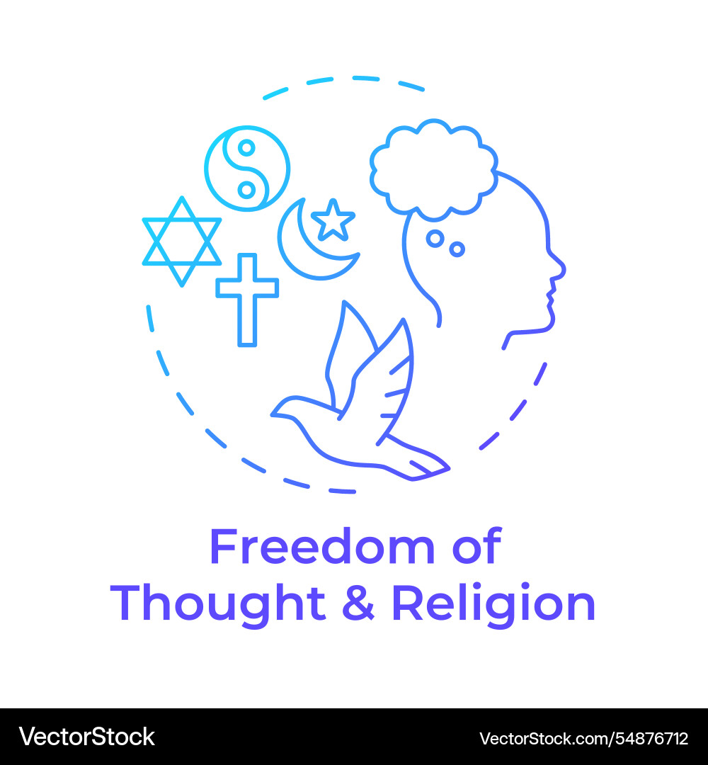 Religion freedom and thought blue gradient Religion freedom and thought blue gradient vector image