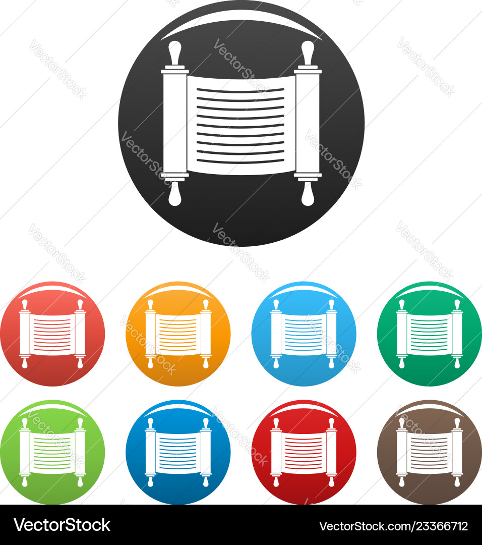 Torah scroll icons set color vector image