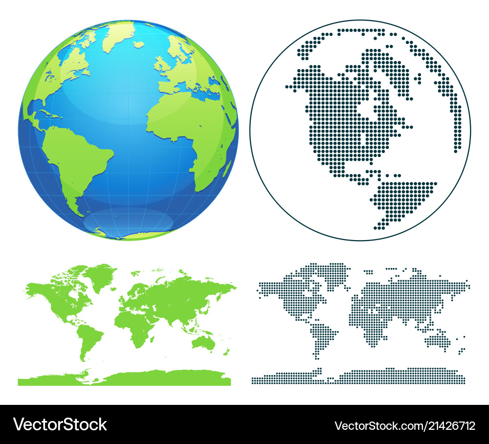 World globes and map Royalty Free Vector Image