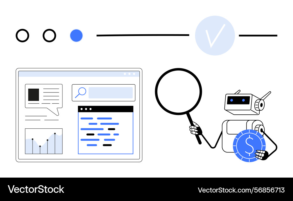 Ai-powered Such- und Datenanalyse mit Roboter Ai-powered Such- und Datenanalyse mit Roboter vektorbild