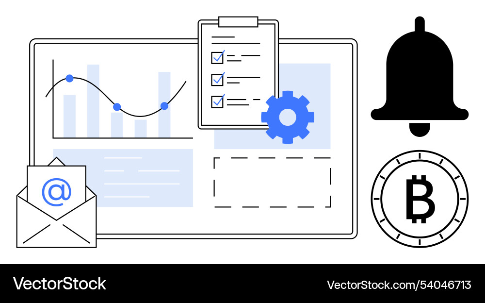 Business analytics and communication with bitcoin Business analytics and communication with bitcoin vector image