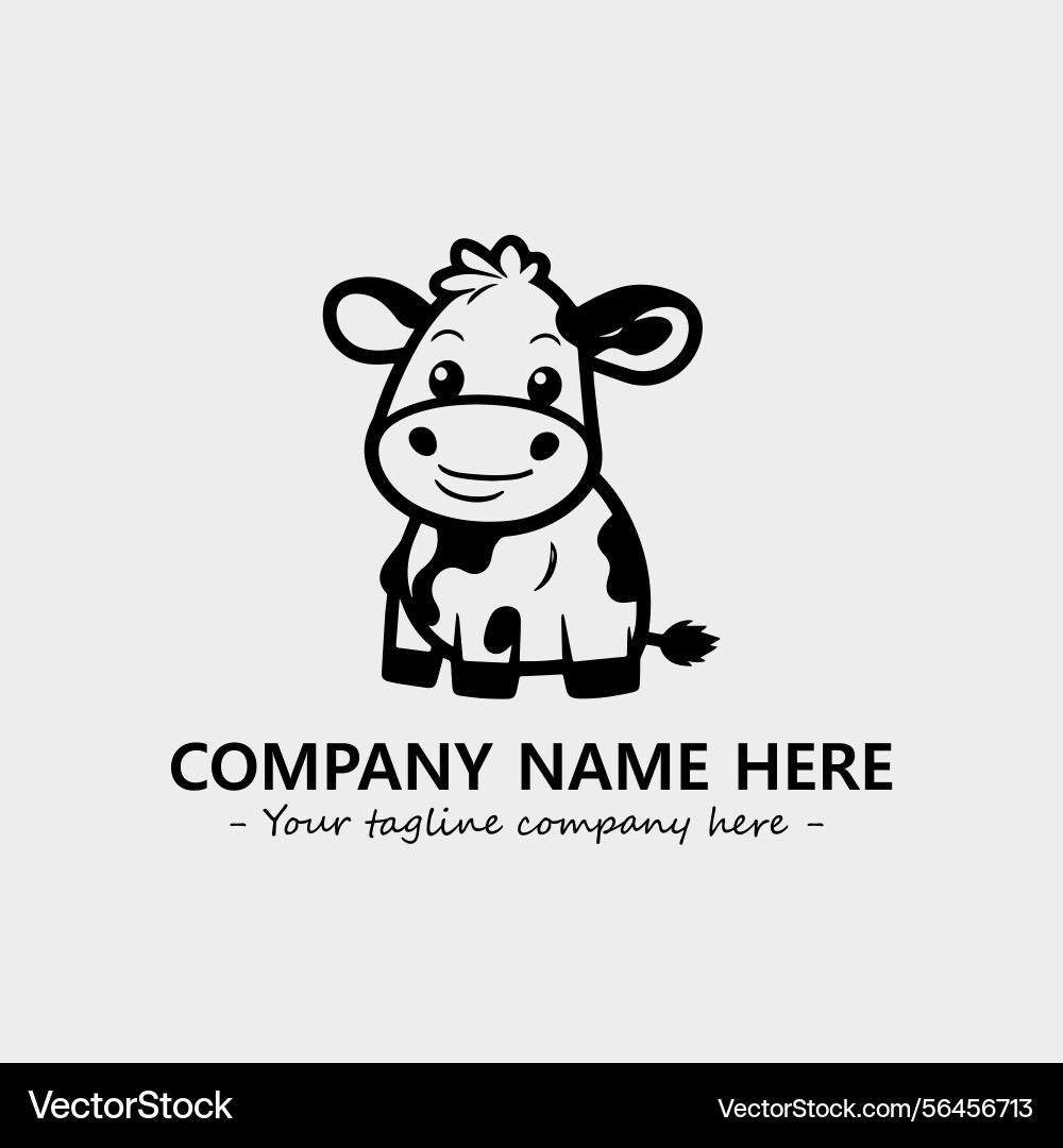 Cow black and white for logo company image Vector Image