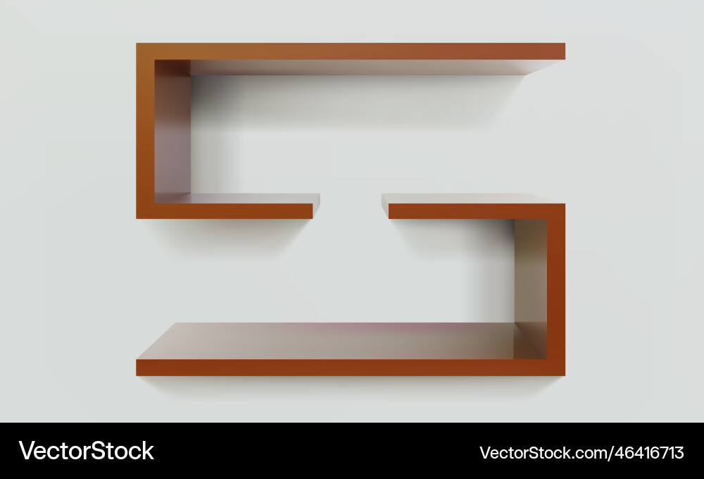Empty brown double rectangular shelf or niche Empty brown double rectangular shelf or niche vector image
