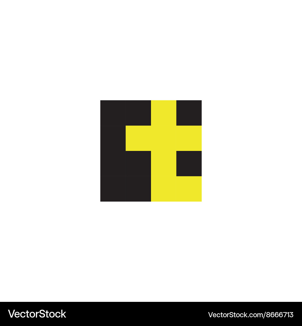 Letter t in the form of abstraction yellow Vector Image