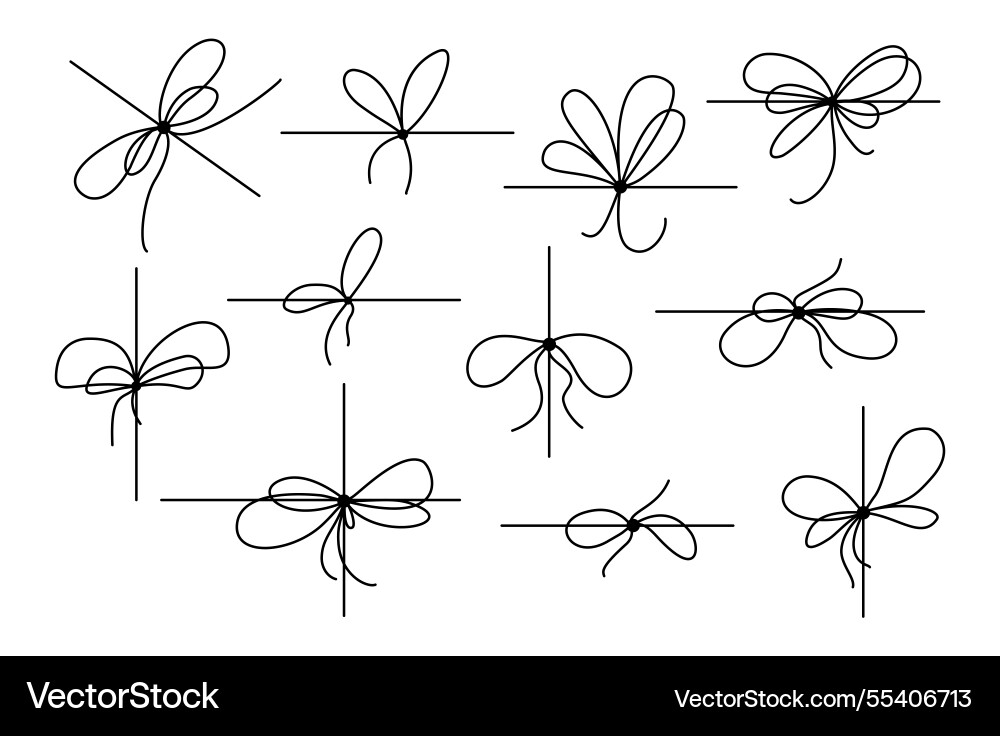 Ribbon bows set with simple line design Ribbon bows set with simple line design vector image
