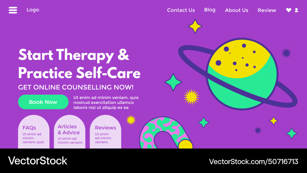 Therapy and practice self care online counselling Therapy and practice self care online counselling Vector Image