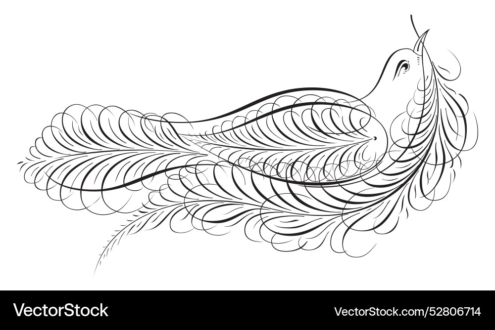 Abstract bird with elegant calligraphy strokes Vector Image