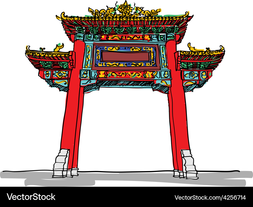 Chinese gate Royalty Free Vector Image - VectorStock