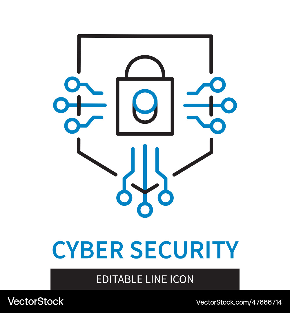 Cyber security editable line icon Cyber security editable line icon vector image