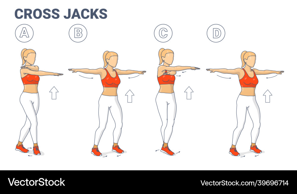 Girl doing cross jacks home workout exercise guide