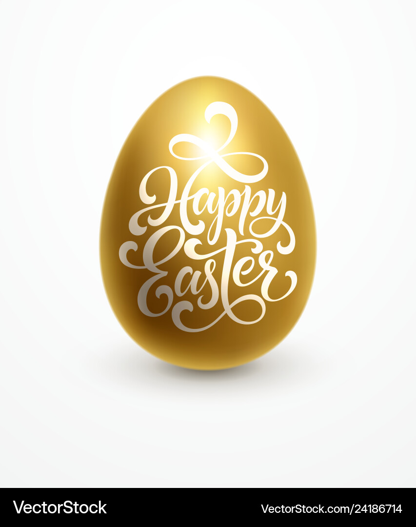 Happy easter lettering on the golden egg Happy easter lettering on the golden egg vector image