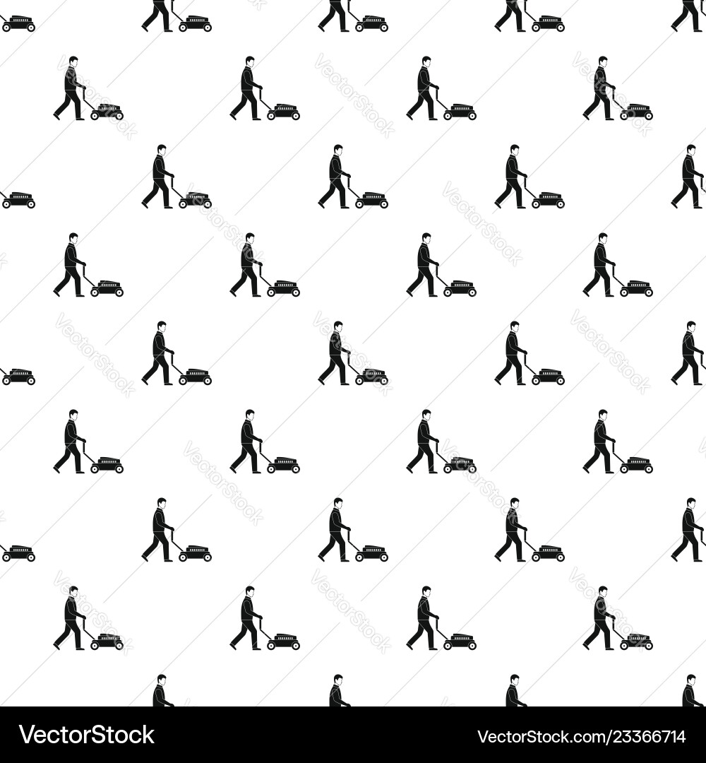 Man with lawn mower pattern seamless Man with lawn mower pattern seamless Vector Image