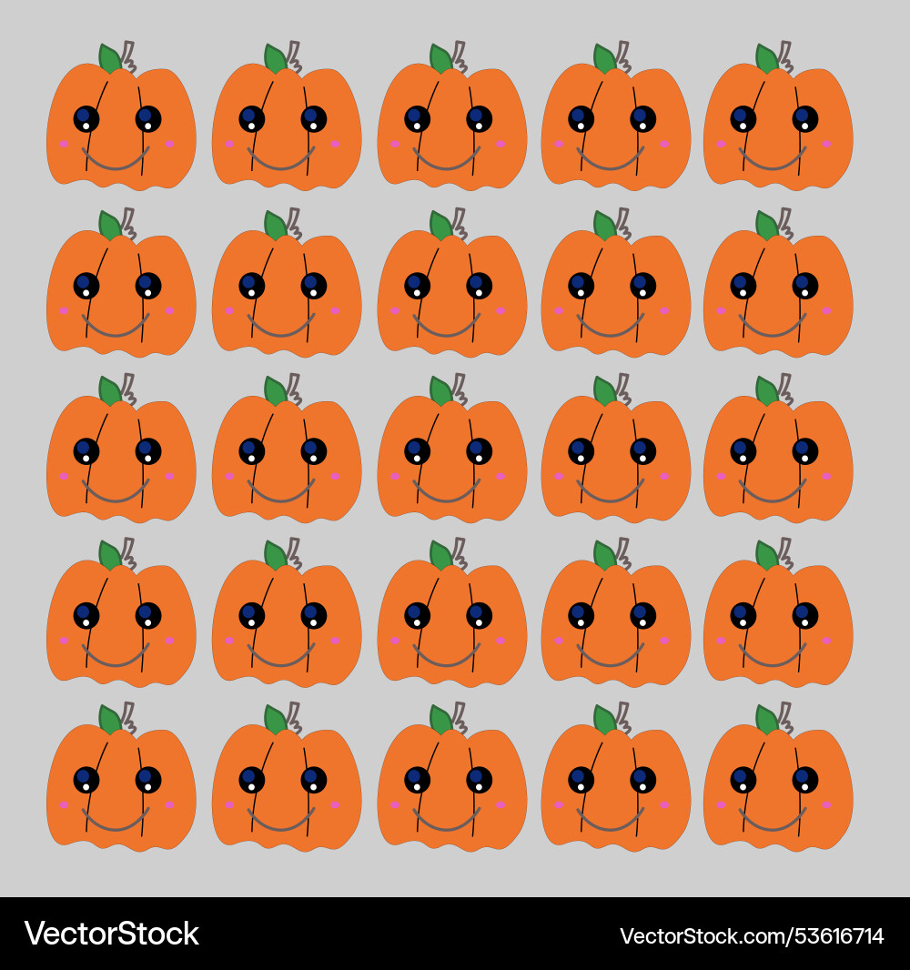 Pumpkin heads smiling characters pattern vector image