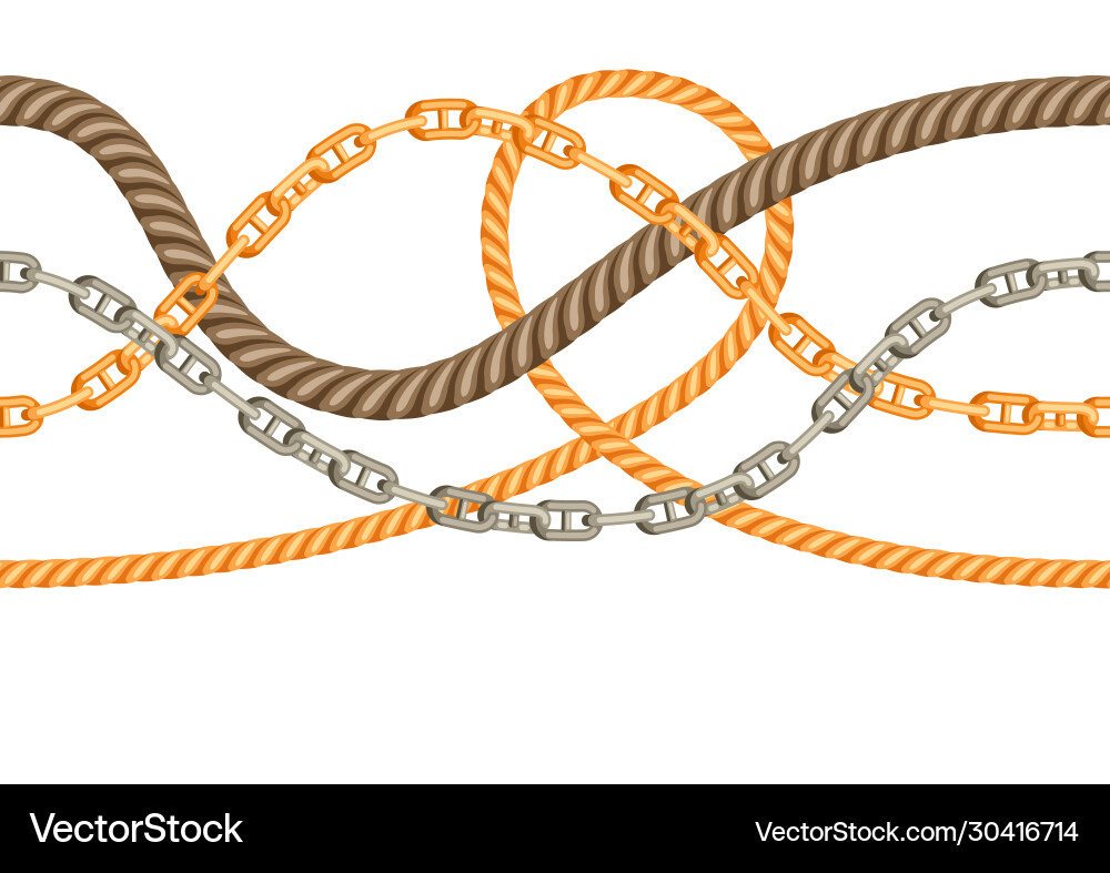 Seamless pattern with old chains and ropes Seamless pattern with old chains and ropes vector image