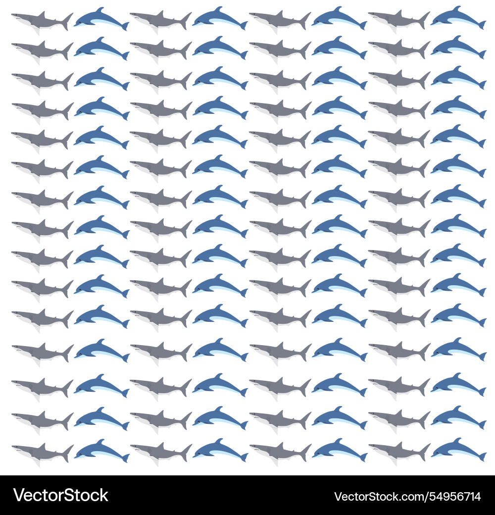 Shark and dolphin as a pattern background Shark and dolphin as a pattern background vector image